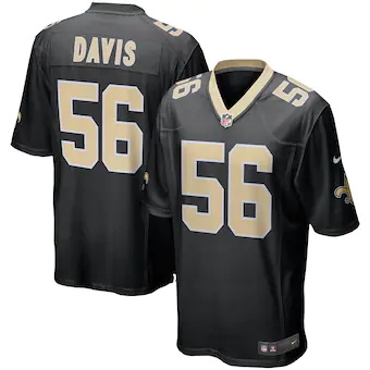 mens nike demario davis black new orleans saints game playe